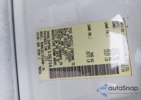 2017 Nissan Altima 2.5 S из США, поврежденный, VIN 1N4AL3AP3HC136356